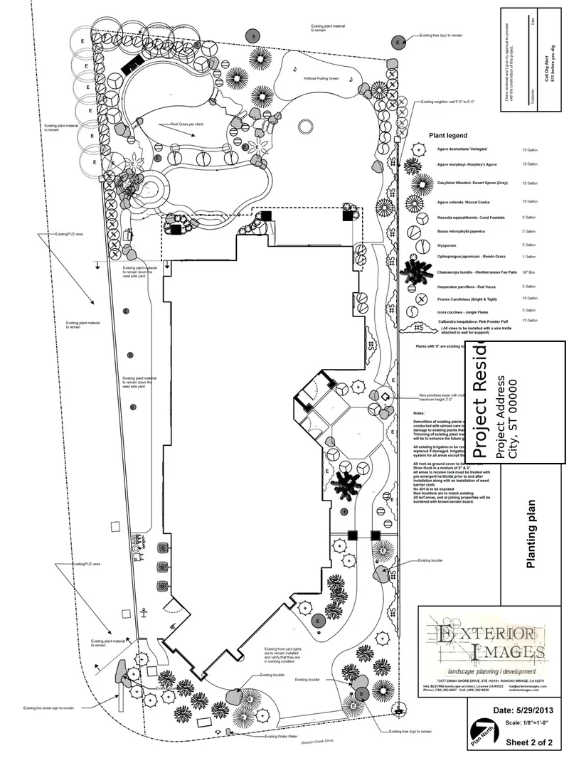 Detailed planting plan showing species selection, spacing, and bed layouts